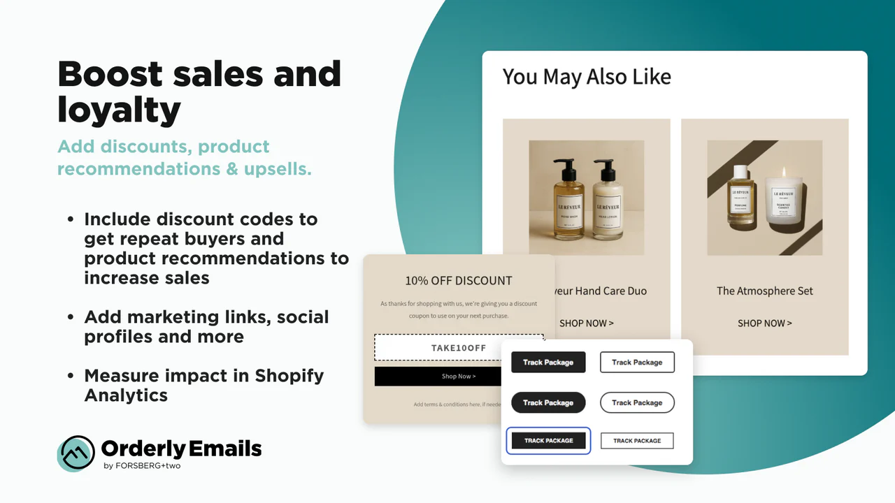 An image illustrating various strategies for boosting sales and loyalty, including discounts, product recommendations, and upsells, highlighting the benefits of email segmentation.
