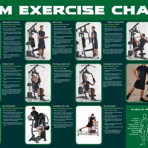 Detailed Printable Marcy Home Gym Workout Routine chart showing illustrated full body exercises with step-by-step instructions for strength training at home.